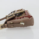 FENDI Jeweled Mini Stitch Baguette Pouch Leather Purple Gold Auth 184775A-5