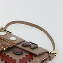 FENDI Jeweled Mini Stitch Baguette Pouch Leather Purple Gold Auth 184775A-8