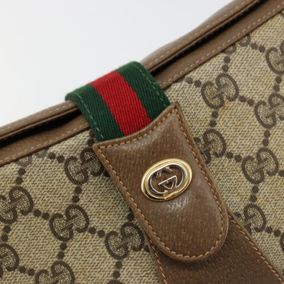 GUCCI GG Supreme Web Sherry Line Bag PVC Beige Gold 72 02 024 Auth 184776A