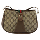 GUCCI GG Supreme Web Sherry Line Bag PVC Beige Gold 72 02 024 Auth 184776A-2