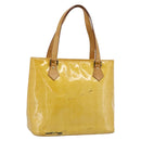 LOUIS VUITTON Monogram Vernis Houston Hand Bag Lime Yellow M91055 LV Auth 184778-1