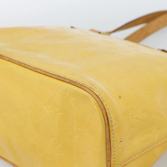 LOUIS VUITTON Monogram Vernis Houston Hand Bag Lime Yellow M91055 LV Auth 184778