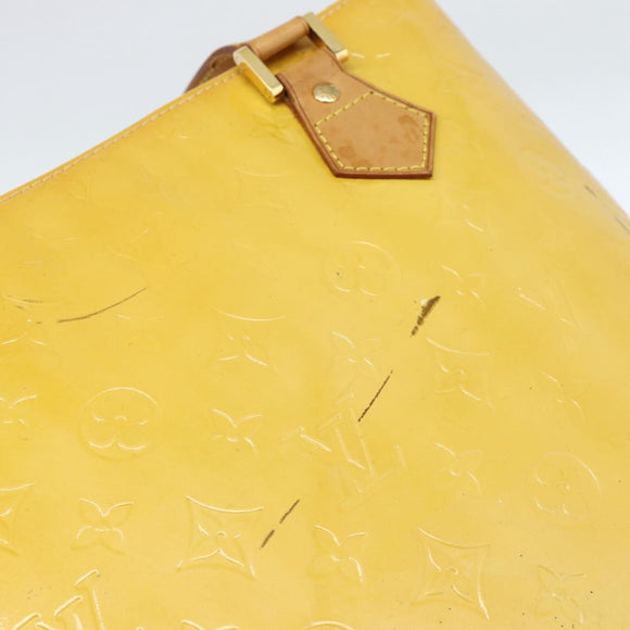 LOUIS VUITTON Monogram Vernis Houston Hand Bag Lime Yellow M91055 LV Auth 184778