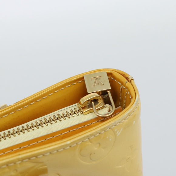 LOUIS VUITTON Monogram Vernis Houston Hand Bag Lime Yellow M91055 LV Auth 184778