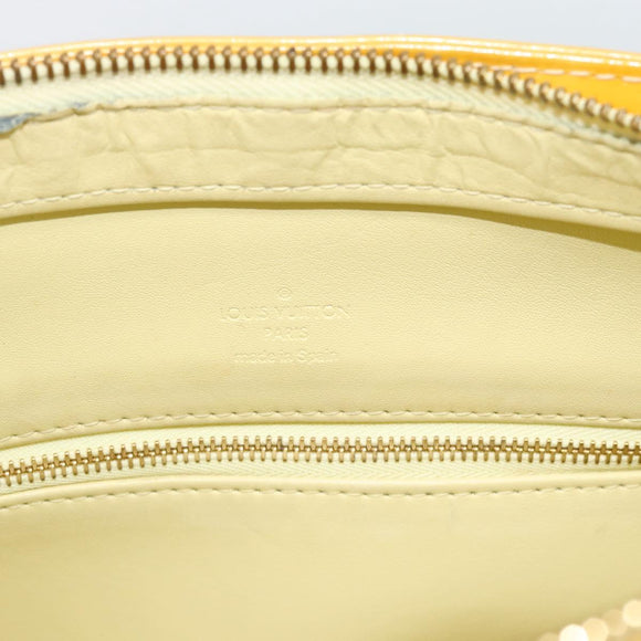 LOUIS VUITTON Monogram Vernis Houston Hand Bag Lime Yellow M91055 LV Auth 184778