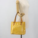 LOUIS VUITTON Monogram Vernis Houston Hand Bag Lime Yellow M91055 LV Auth 184778-26