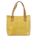 LOUIS VUITTON Monogram Vernis Houston Hand Bag Lime Yellow M91055 LV Auth 184778-2