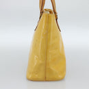 LOUIS VUITTON Monogram Vernis Houston Hand Bag Lime Yellow M91055 LV Auth 184778-4