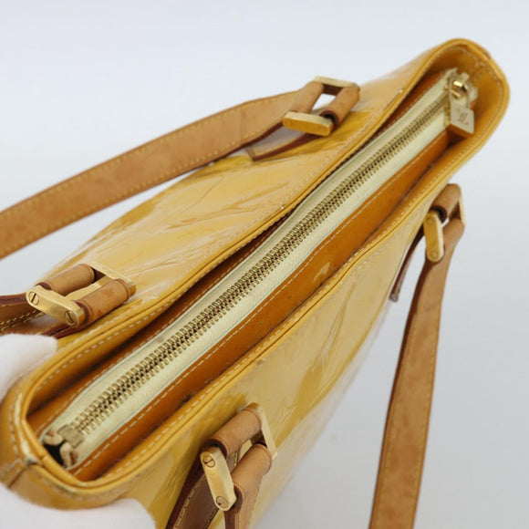 LOUIS VUITTON Monogram Vernis Houston Hand Bag Lime Yellow M91055 LV Auth 184778