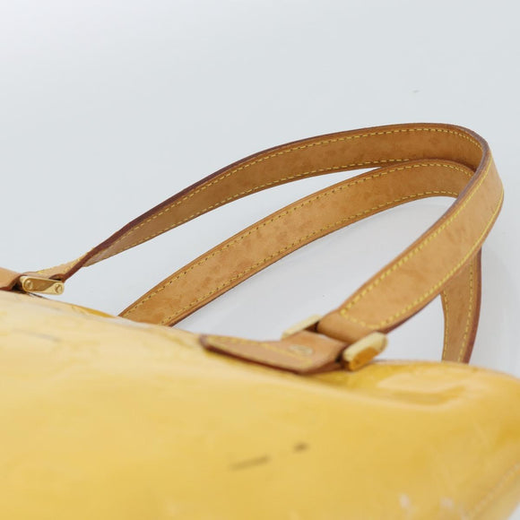 LOUIS VUITTON Monogram Vernis Houston Hand Bag Lime Yellow M91055 LV Auth 184778