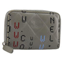 CHANEL Matelasse Typography Coin Purse Lamb Skin Gray Silver CC Auth 184786A-1