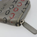CHANEL Matelasse Typography Coin Purse Lamb Skin Gray Silver CC Auth 184786A-15