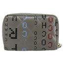 CHANEL Matelasse Typography Coin Purse Lamb Skin Gray Silver CC Auth 184786A-2