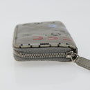 CHANEL Matelasse Typography Coin Purse Lamb Skin Gray Silver CC Auth 184786A-4