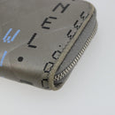 CHANEL Matelasse Typography Coin Purse Lamb Skin Gray Silver CC Auth 184786A-7