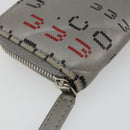 CHANEL Matelasse Typography Coin Purse Lamb Skin Gray Silver CC Auth 184786A-14