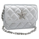 CHANEL Matelasse Chain Shoulder Bag Lamb Skin Silver CC Auth 184788SAM-1