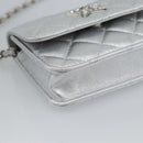 CHANEL Matelasse Chain Shoulder Bag Lamb Skin Silver CC Auth 184788SAM-15