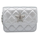 CHANEL Matelasse Chain Shoulder Bag Lamb Skin Silver CC Auth 184788SAM-13