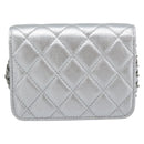 CHANEL Matelasse Chain Shoulder Bag Lamb Skin Silver CC Auth 184788SAM-2
