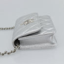 CHANEL Matelasse Chain Shoulder Bag Lamb Skin Silver CC Auth 184788SAM-3