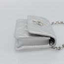 CHANEL Matelasse Chain Shoulder Bag Lamb Skin Silver CC Auth 184788SAM-4