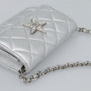 CHANEL Matelasse Chain Shoulder Bag Lamb Skin Silver CC Auth 184788SAM-6