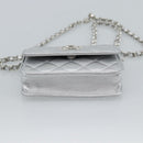 CHANEL Matelasse Chain Shoulder Bag Lamb Skin Silver CC Auth 184788SAM-5