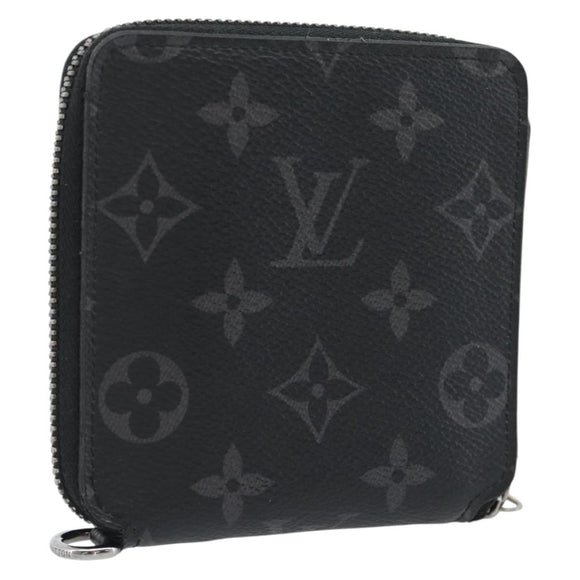 LOUIS VUITTON Monogram Eclipse Zippy Compact Wallet M80426 LV Auth 184794