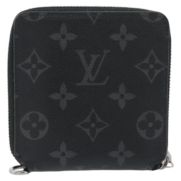 LOUIS VUITTON Monogram Eclipse Zippy Compact Wallet M80426 LV Auth 184794