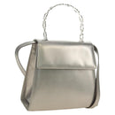 Salvatore Ferragamo Gancini Hand Bag Patent leather 2way Silver Auth 184795V-1