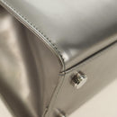 Salvatore Ferragamo Gancini Hand Bag Patent leather 2way Silver Auth 184795V-17
