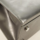 Salvatore Ferragamo Gancini Hand Bag Patent leather 2way Silver Auth 184795V-19