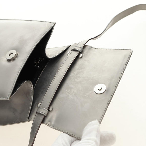 Salvatore Ferragamo Gancini Hand Bag Patent leather 2way Silver Auth 184795V