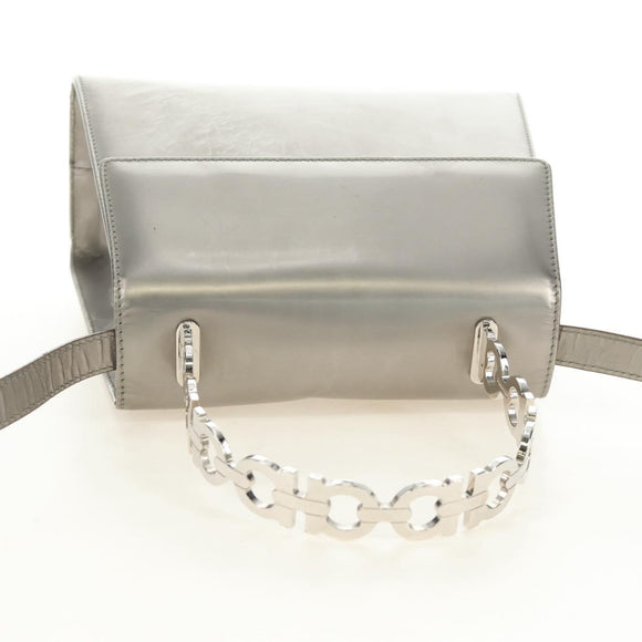 Salvatore Ferragamo Gancini Hand Bag Patent leather 2way Silver Auth 184795V