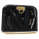 Salvatore Ferragamo Gancini Chain Bag Patent leather Black Gold Auth 184797-1
