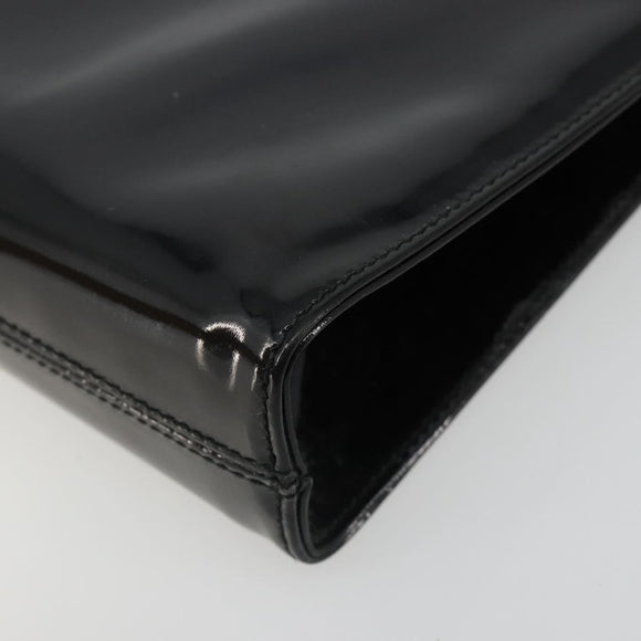 Salvatore Ferragamo Gancini Chain Bag Patent leather Black Gold Auth 184797