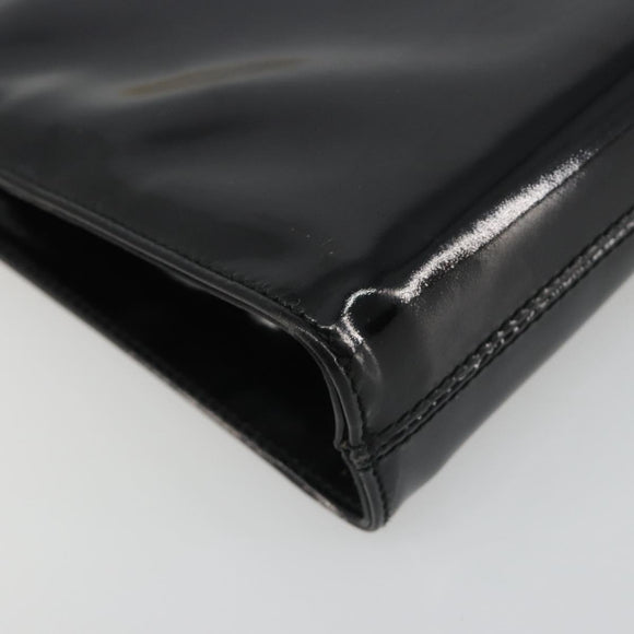 Salvatore Ferragamo Gancini Chain Bag Patent leather Black Gold Auth 184797