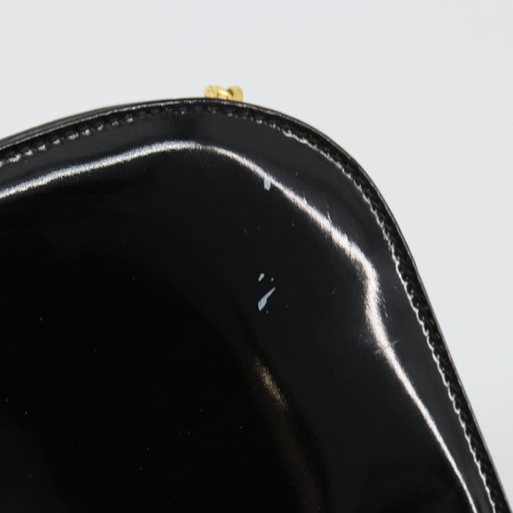 Salvatore Ferragamo Gancini Chain Bag Patent leather Black Gold Auth 184797
