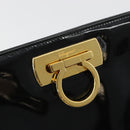 Salvatore Ferragamo Gancini Chain Bag Patent leather Black Gold Auth 184797-19