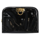 Salvatore Ferragamo Gancini Chain Bag Patent leather Black Gold Auth 184797-13