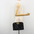 Salvatore Ferragamo Gancini Chain Bag Patent leather Black Gold Auth 184797-23