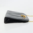 Salvatore Ferragamo Gancini Chain Bag Patent leather Black Gold Auth 184797-4