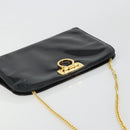 Salvatore Ferragamo Gancini Chain Bag Patent leather Black Gold Auth 184797-7
