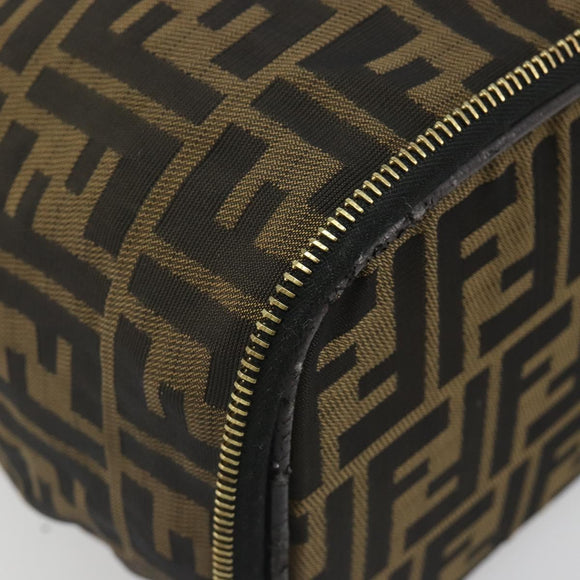 FENDI Zucca Canvas Vanity Pouch Black Brown Auth 184799
