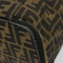 FENDI Zucca Canvas Vanity Pouch Black Brown Auth 184799-16