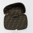 FENDI Zucca Canvas Vanity Pouch Black Brown Auth 184799-17