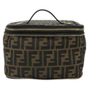 FENDI Zucca Canvas Vanity Pouch Black Brown Auth 184799-13