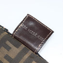 FENDI Zucca Canvas Vanity Pouch Black Brown Auth 184799-12
