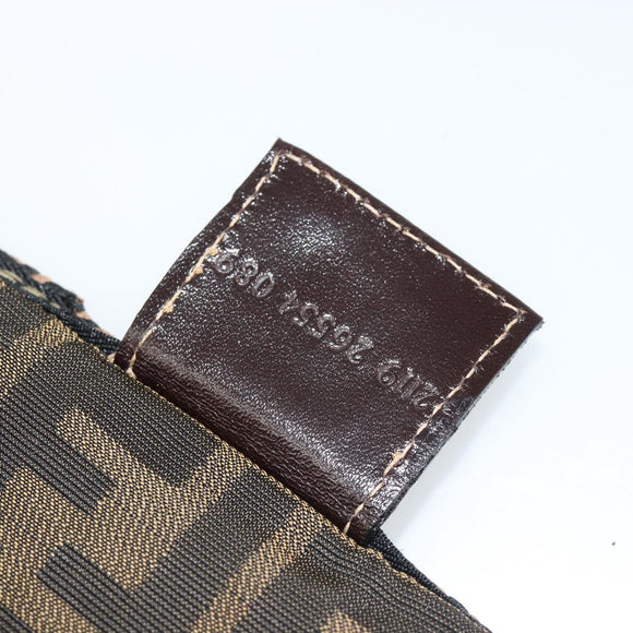 FENDI Zucca Canvas Vanity Pouch Black Brown Auth 184799